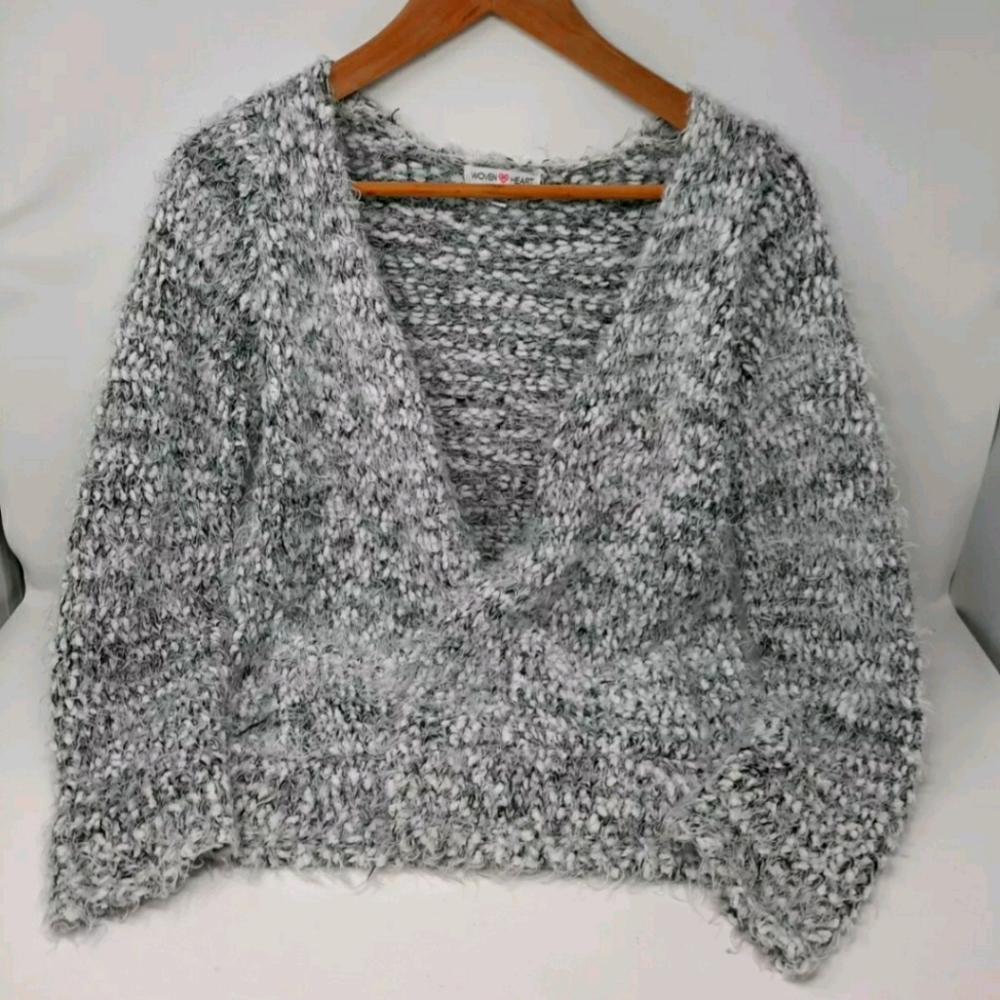 Youth Girl's Woven Heart Knit Cardigan Size Large
